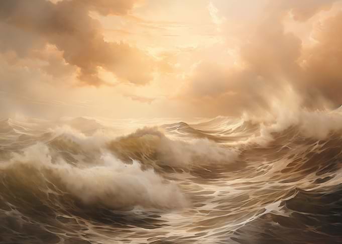 Golden Ocean Stormy Waves