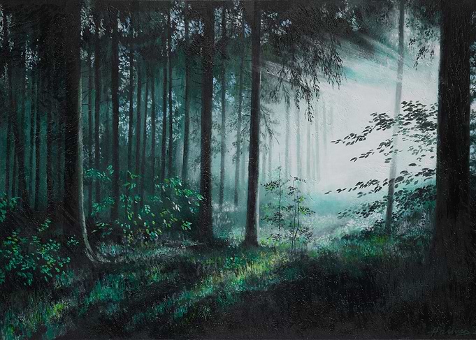 Sunlit Forest Painting