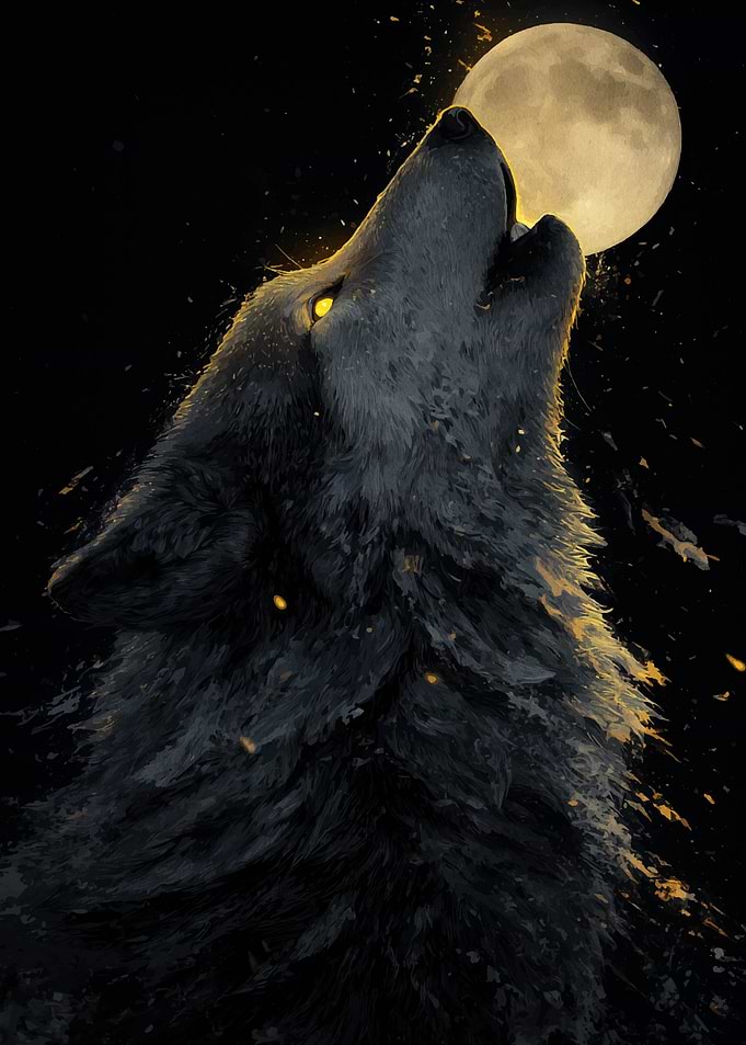 Howling Wolf at the Moon