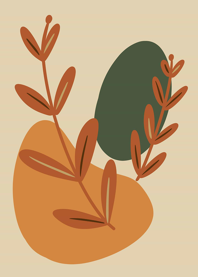 Abstract Floral Art with Geometric Shapes