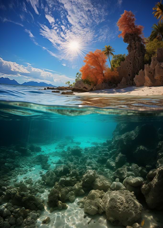 Tropical Beach Underwater View