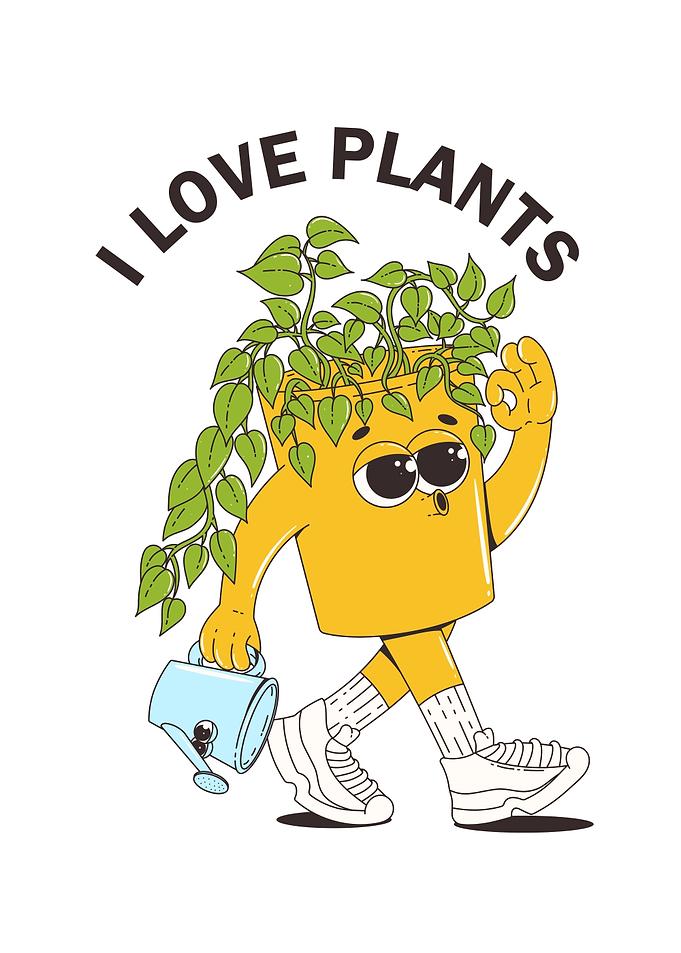 I Love Plants Cartoon Illustration