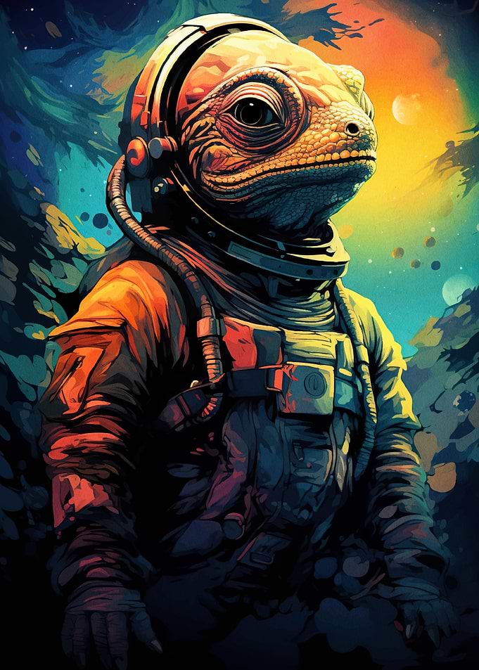 Lizard Astronaut Space