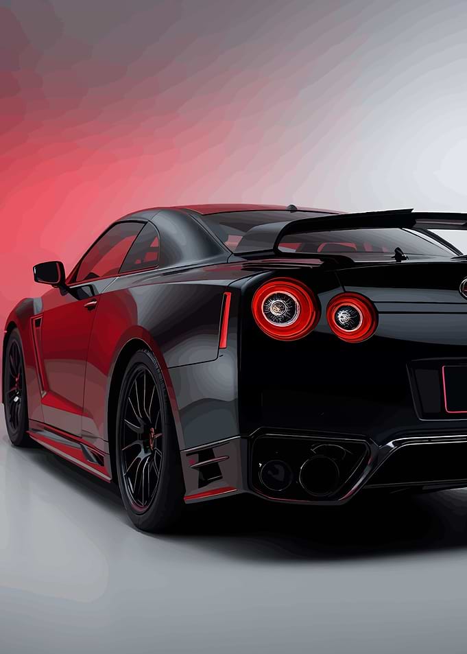 Sleek Black Nissan GT-R Rear View
