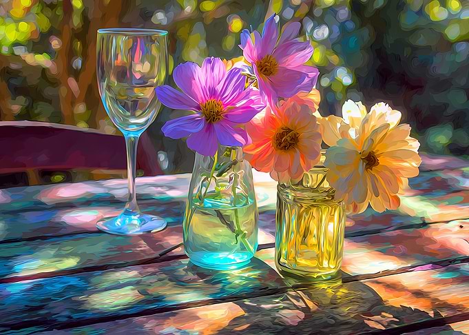 Floral Still Life with Glass