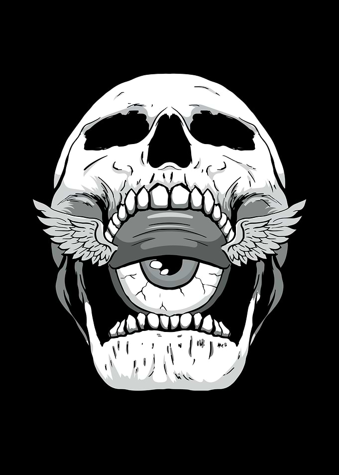 Skull with Eye and Wings
