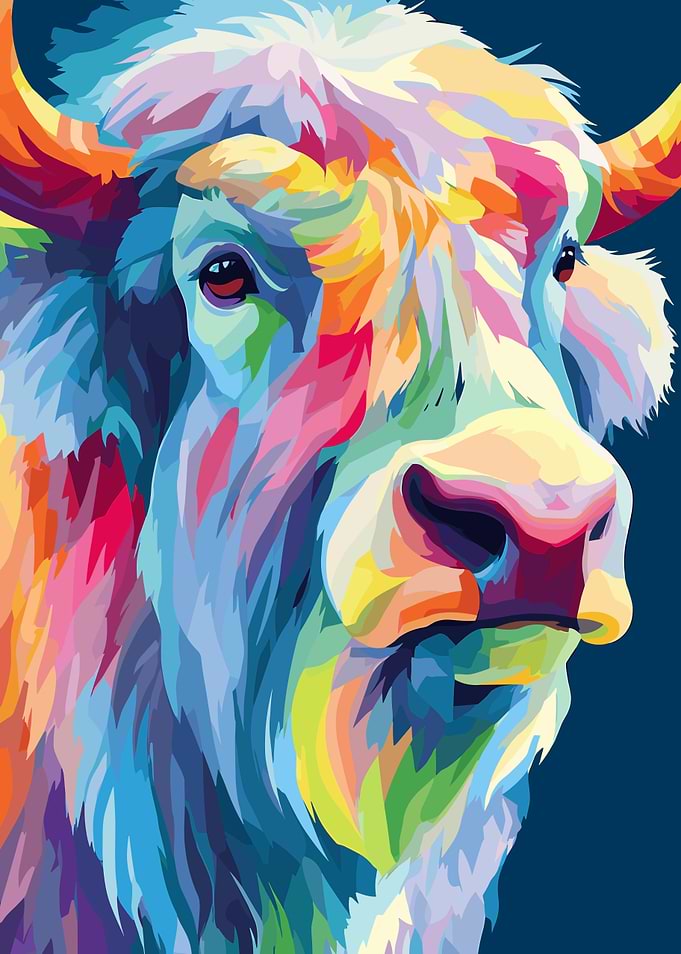 Colorful Cow Portrait