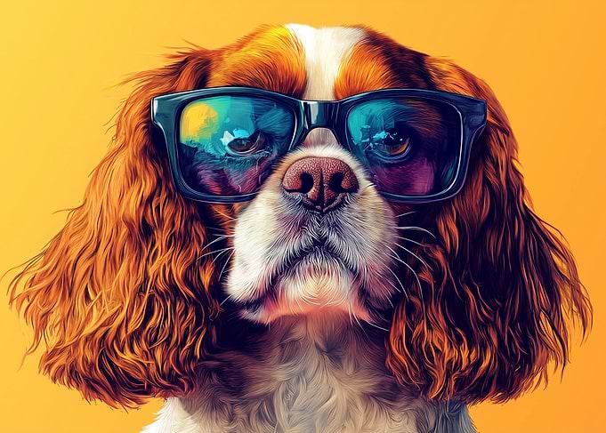 Cavalier king Charles Dog with Sunglasses