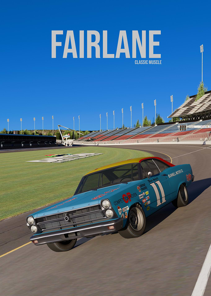 Fairlane Classic Muscle Car on Racetrack