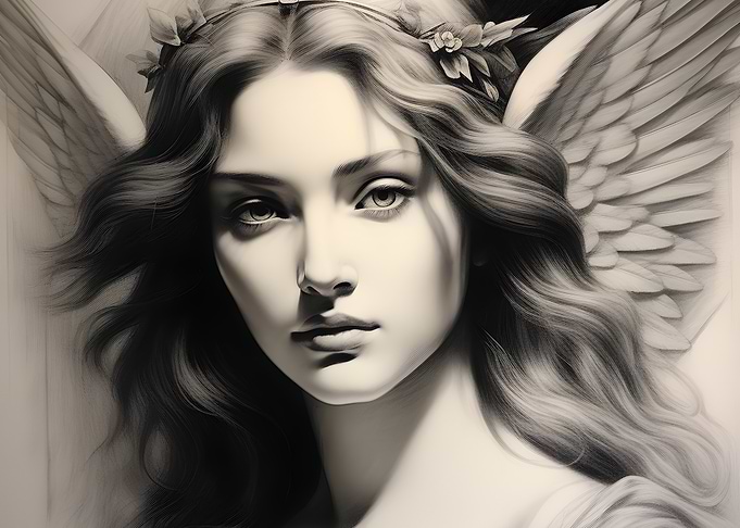 Monochrome Angel Portrait