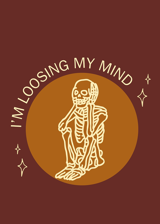 Losing My Mind Skeleton Illustration