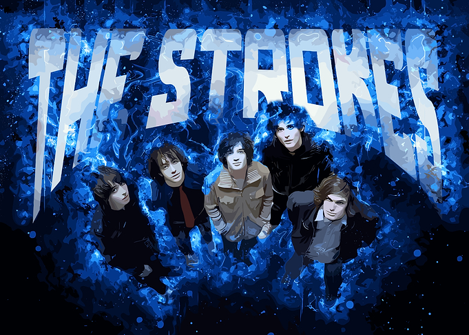 The Strokes Band blue flames Poster