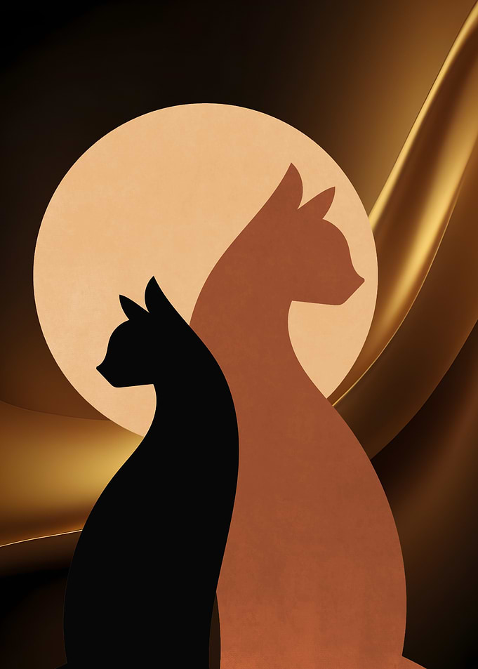 Abstract Cats Silhouette Art