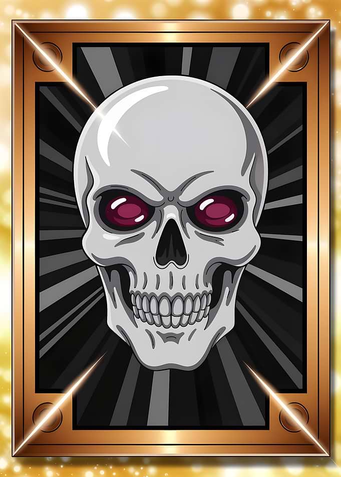 Skull with Red Eyes in Frame