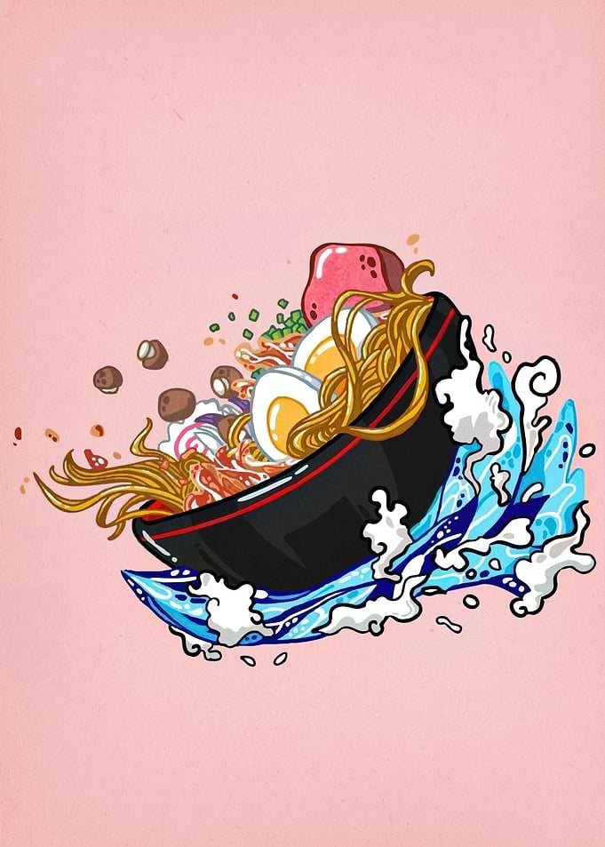Ramen Bowl Waves Japanese