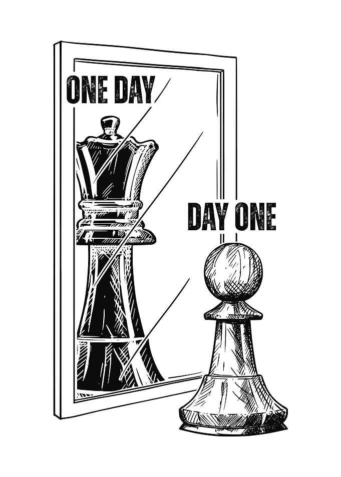 Pawn and Queen Chess Reflection