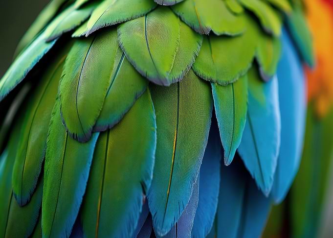 Close-up of Colorful Parrot Feathers
