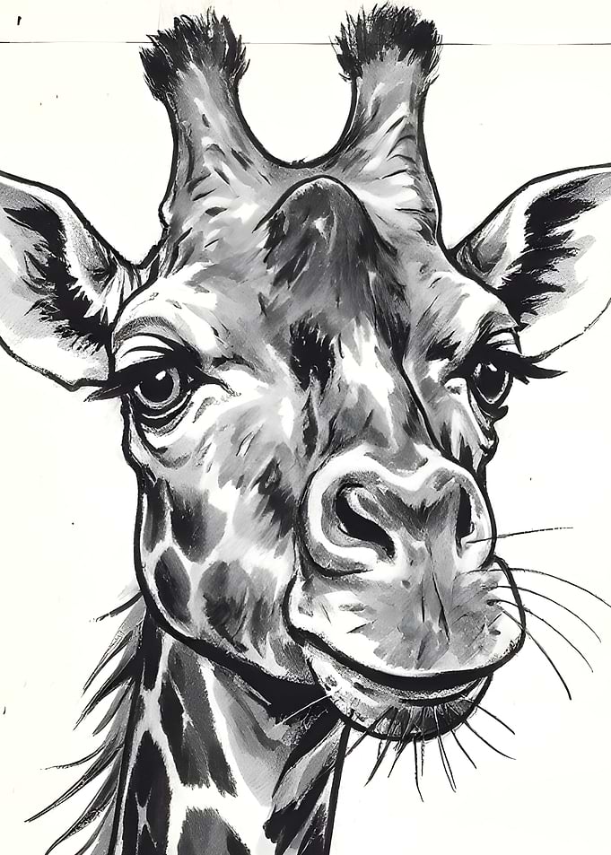 Monochrome Giraffe Portrait