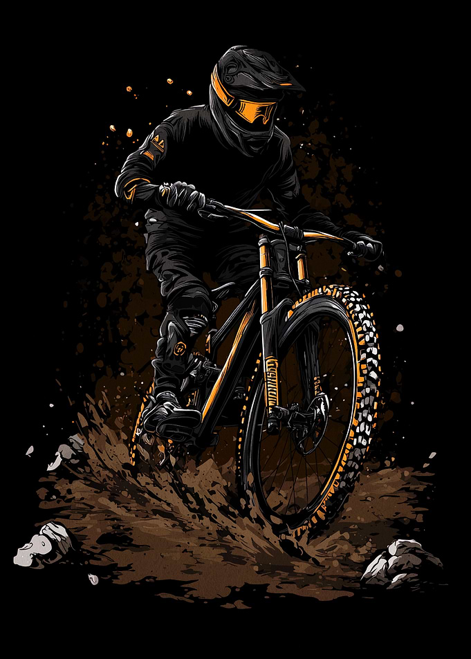 Mountain biker in action, digital art