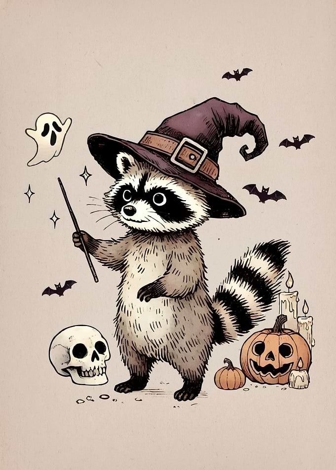 Halloween Raccoon Wizard