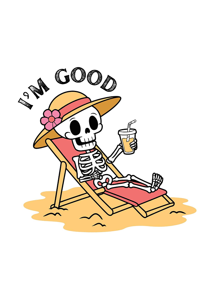 Skeleton on Beach, I'm Good