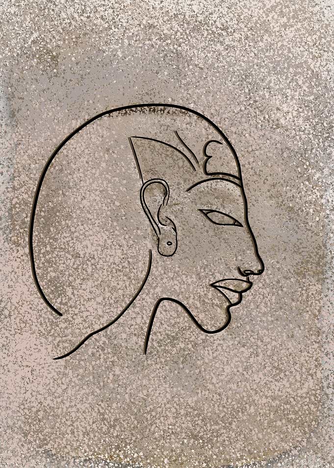 Egyptian Pharaoh Profile Line Art