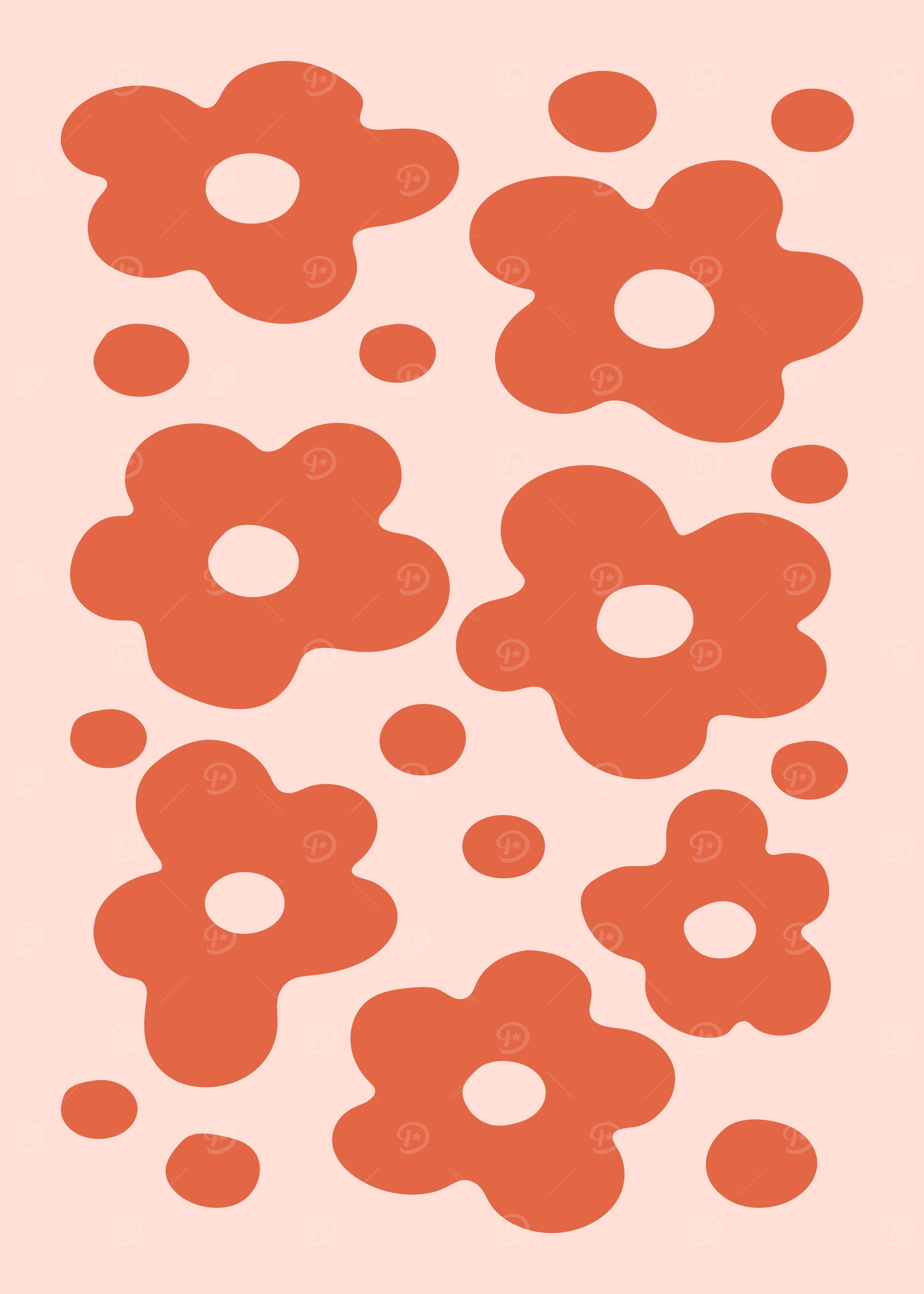 Retro Floral Pattern in Orange and Pink
