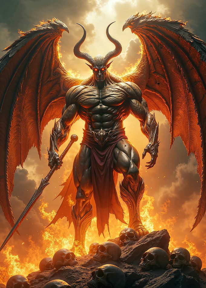Muscular Demon with Wings and Sword