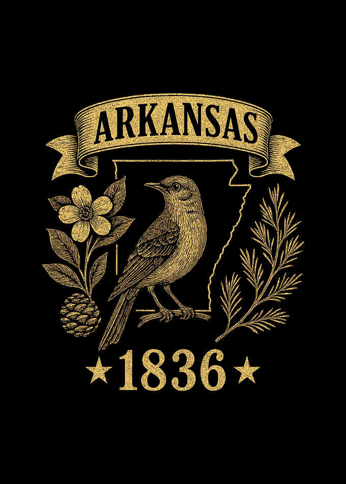 Arkansas 1836 Vintage Mockingbird State Symbol