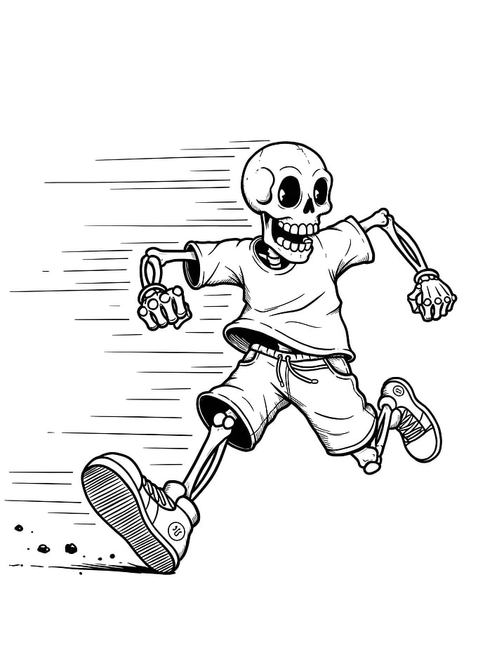 Running Skeleton Cartoon Illustration