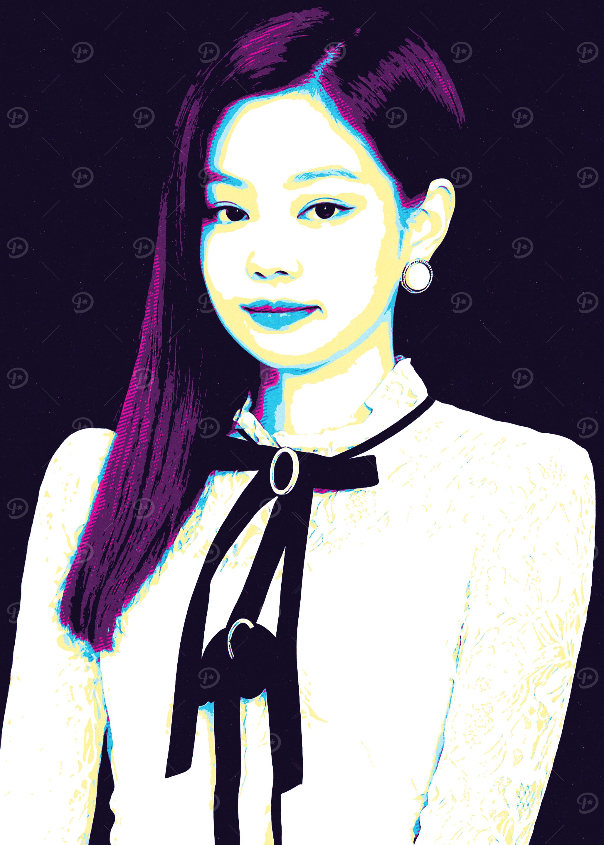 Jennie Kim Retro Pop Art Portrait