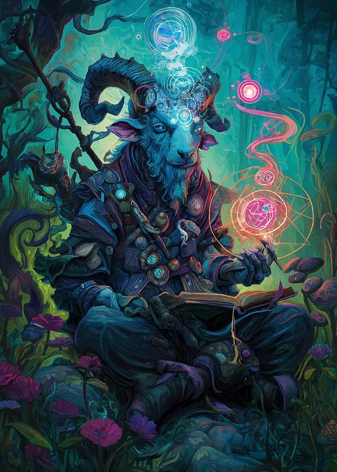 Mystical Ram Wizard in Forest