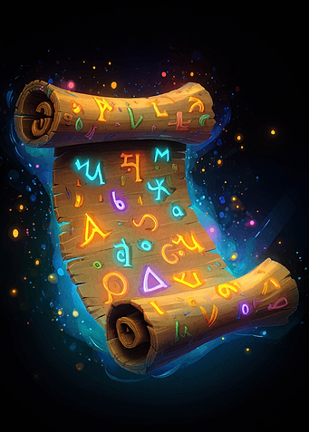 Mystical Scroll with Glowing Symbols