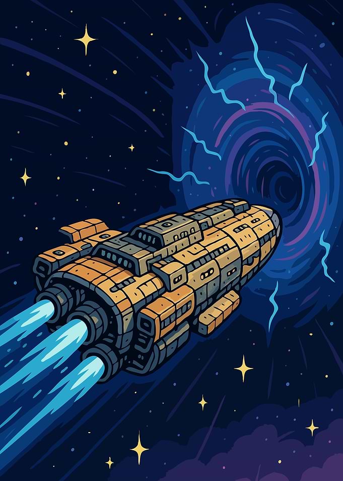 Spaceship approaching a black hole