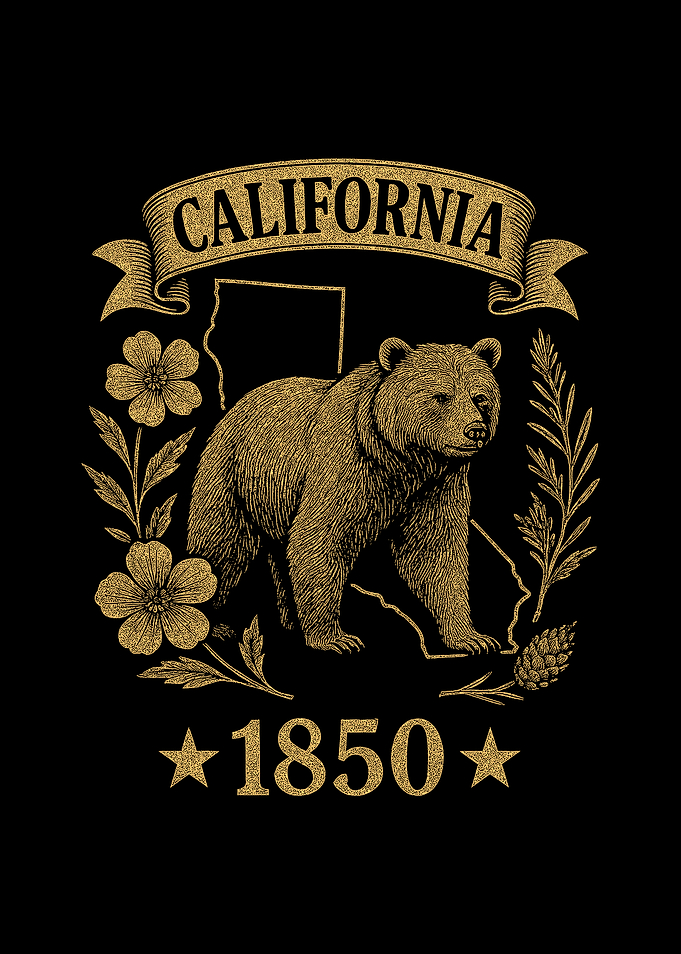California 1850 Vintage Bear Retro Nature State Pride