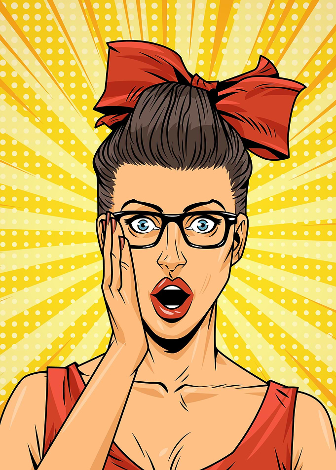 Surprised Woman in Pop Art Style