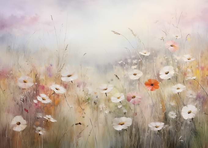 Flower Field Vintage Art