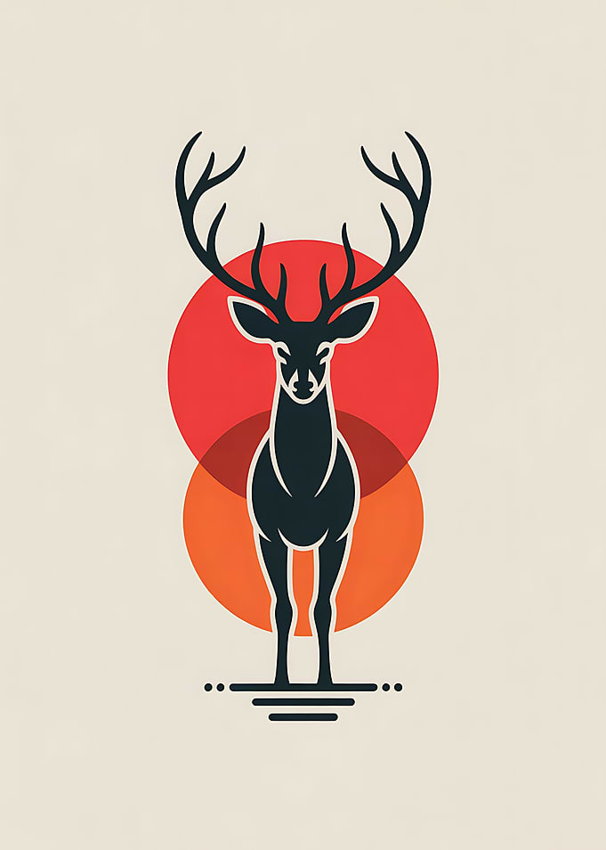 Stylized Deer with Circular Background
