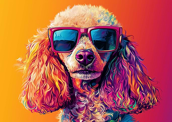 Cool Poodle with Sunglasses Art