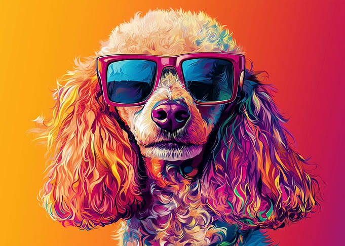 Cool Poodle with Sunglasses Art