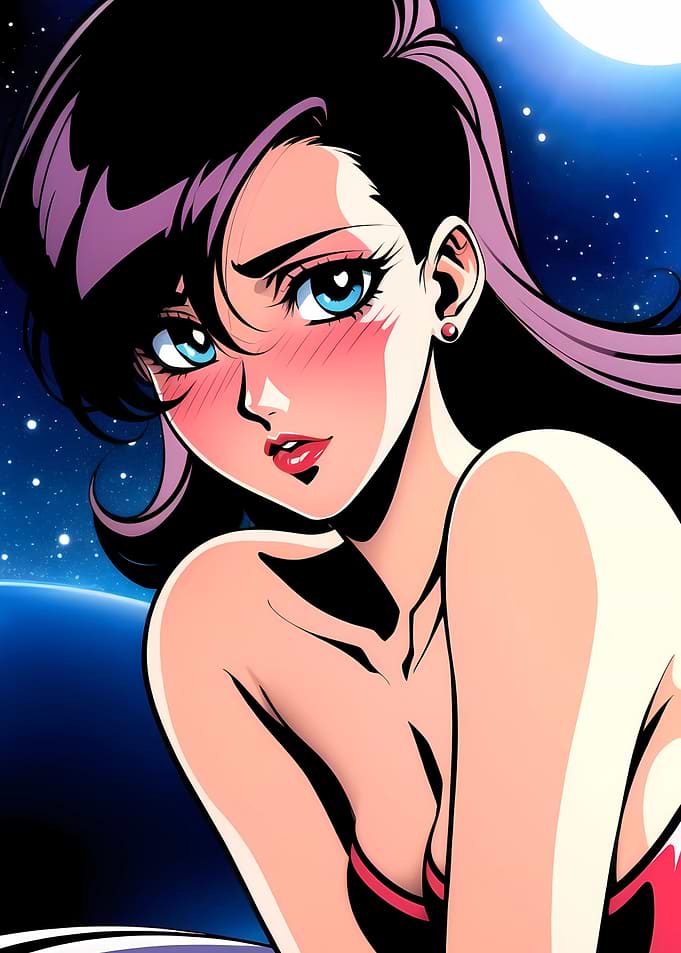 Anime Girl Portrait with Starry Background