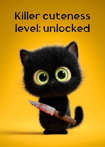 Killer Cuteness Level: Unlocked - Creepy Halloween Kitten