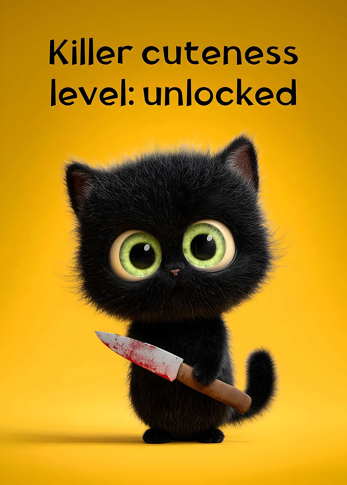 Killer Cuteness Level: Unlocked - Creepy Halloween Kitten