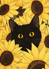 cat sunflowers