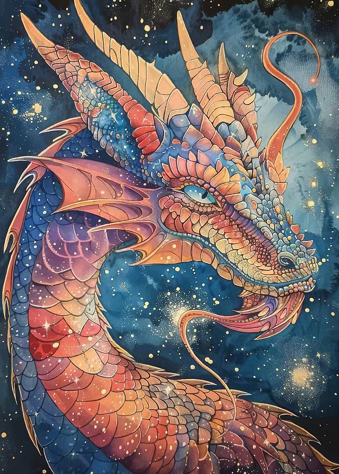 Cosmic Dragon Watercolor