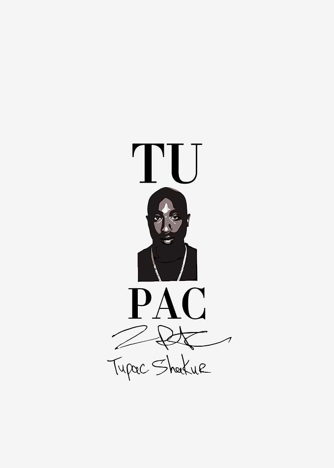 Tupac Shakur Portrait with Signature