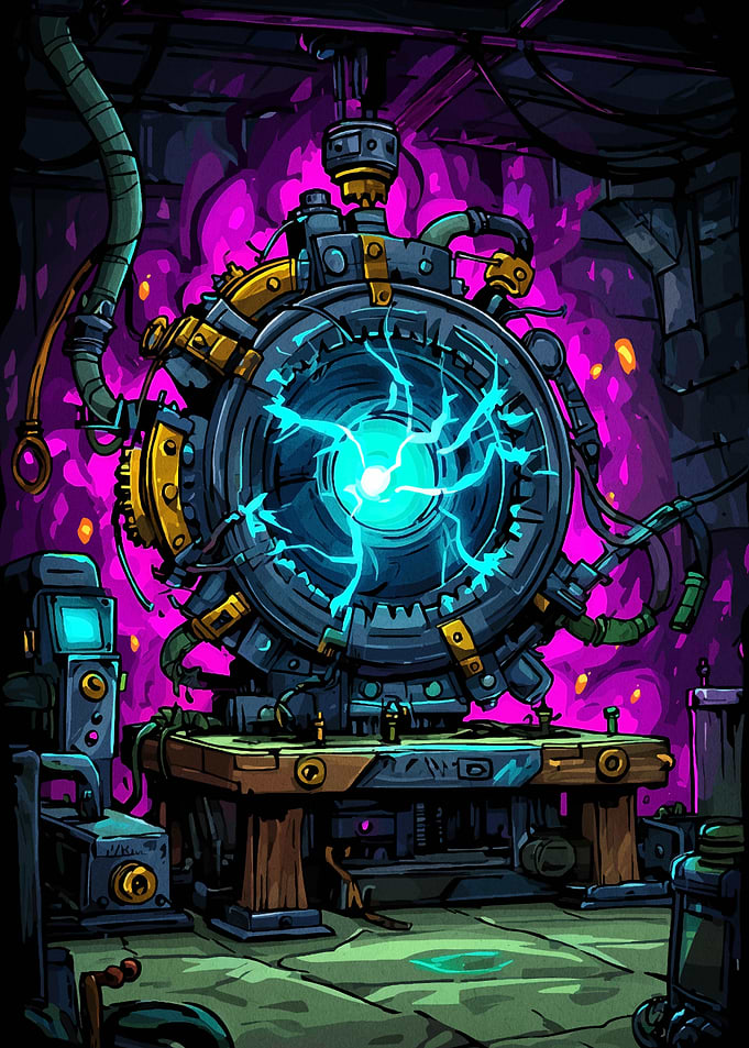 Steampunk Portal Machine with Electric Core