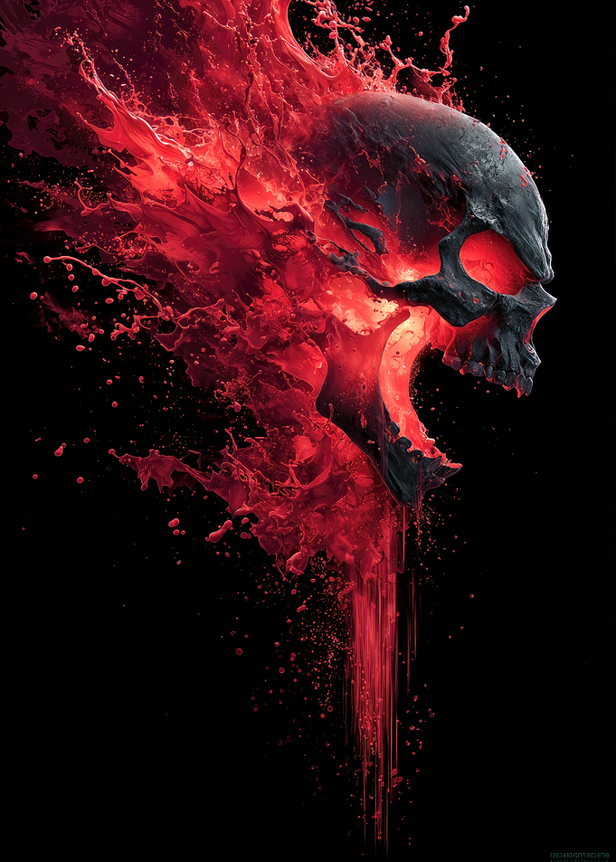 Fiery Bloody Skull Explosion