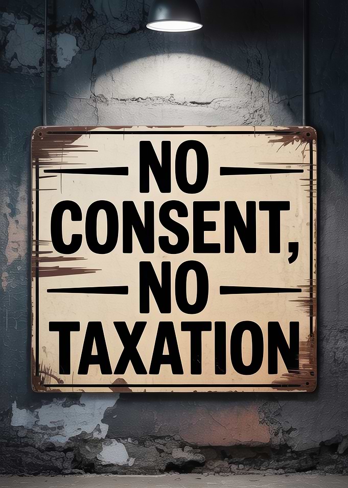 No Consent, No Taxation Sign