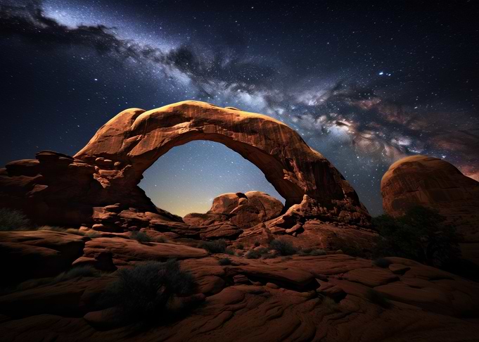 Desert Arch Under Milky Way